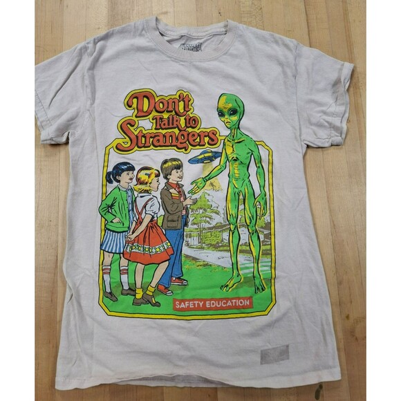 Steven Rhodes Alien T-Shirt Don’t Talk to Strangers Safety Education Size Small - Picture 1 of 4